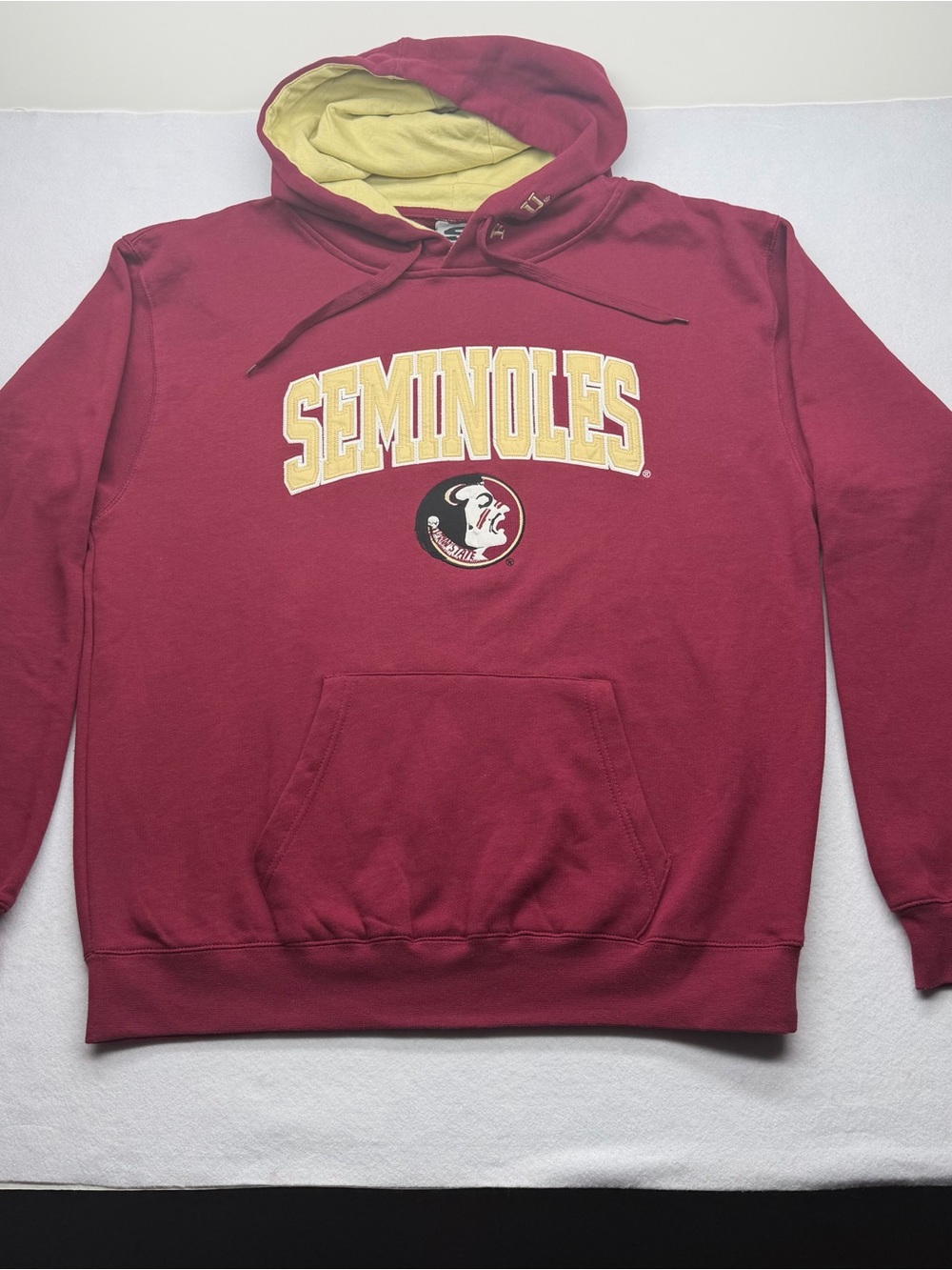 Stadium Athletics Garnet Pullover Hoodie with Yellow Lined Hoodie